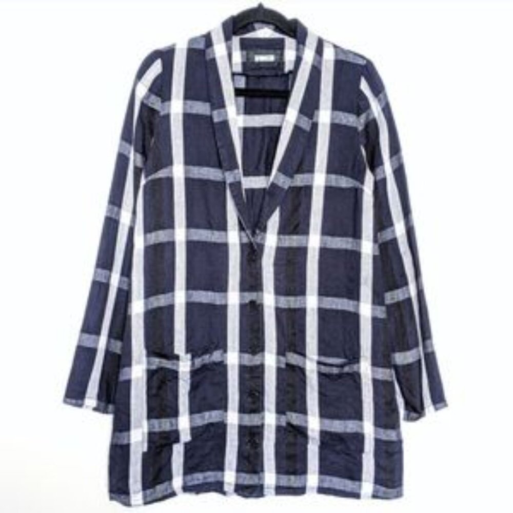 Reformation Plaid Linen Blazer